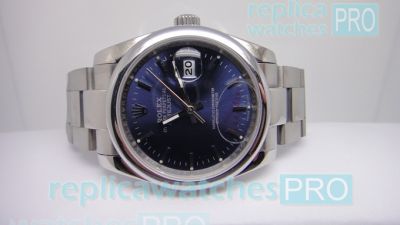 High Quality Copy Rolex Datejust Blue Face SS Case Watch 